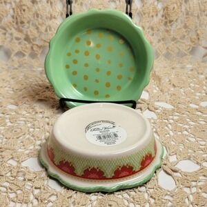 The Pioneer Woman Mini Pie Plate Set of 2 Joy 5in Green Dot Floral Stoneware